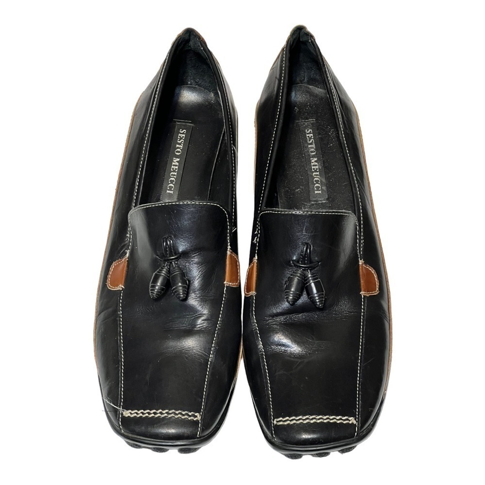 Sesto Meucci Italian Leather Loafers in Black Women’s Size 8.5